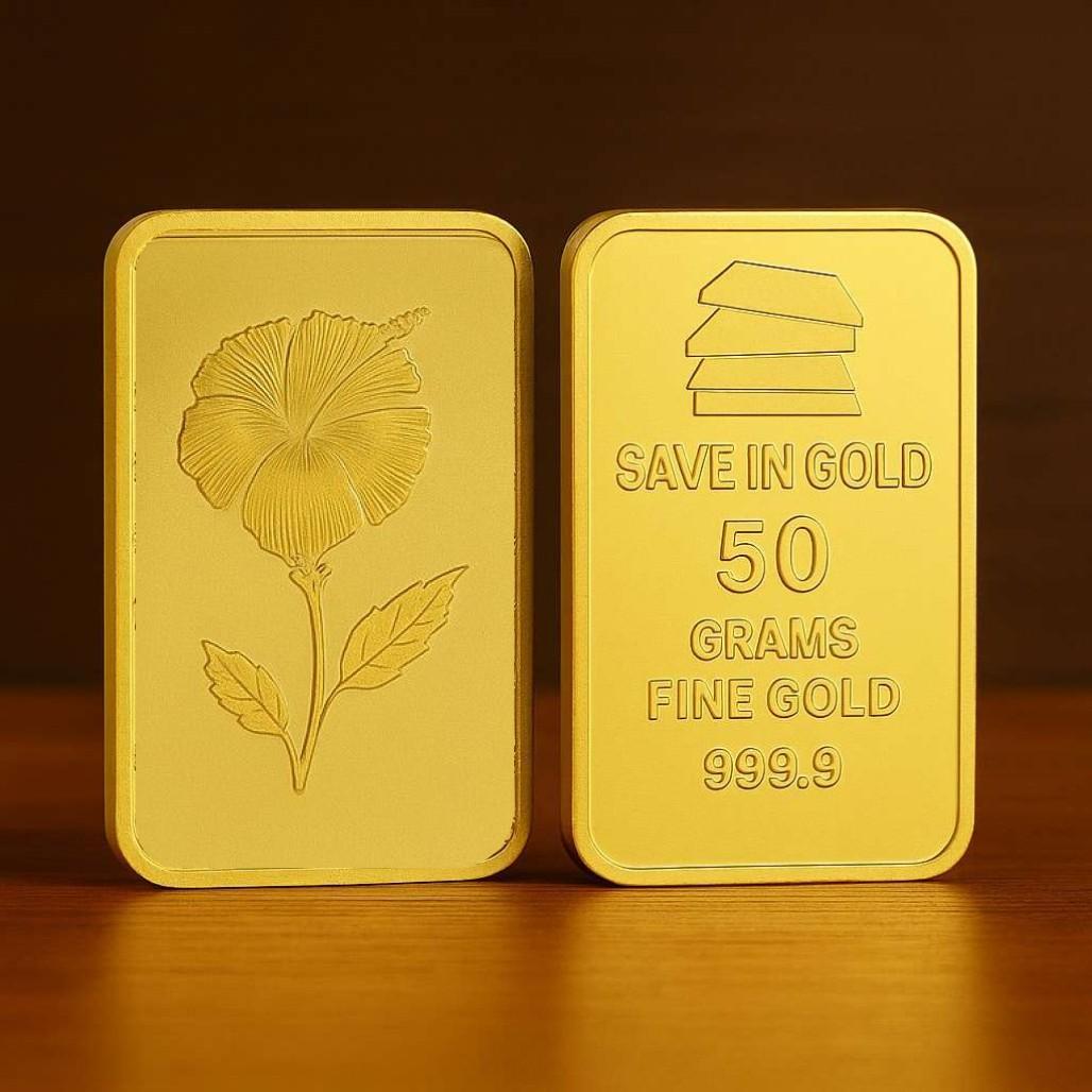 50 Grams Floral Gold Bar